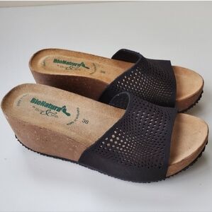 New Perforated Leather Wedge Sandals Eco Friendly Italian made